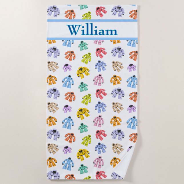 Serviette de plage Robots colorés sur mesure (Devant)