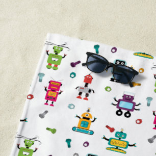 Serviette De Plage Robots multicolores mignons Robot pour enfants