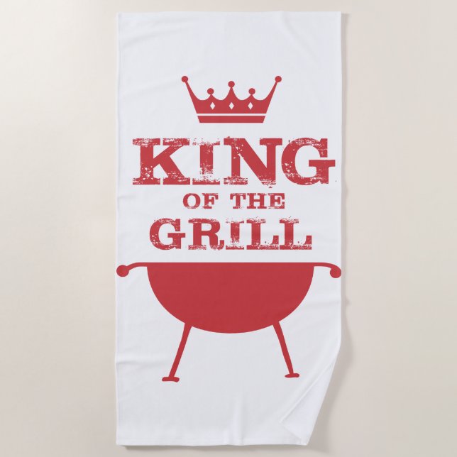 Serviette De Plage Roi Du Grill, Rouge (Devant)