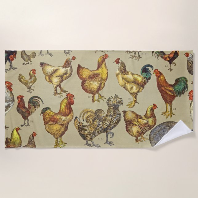 Serviette De Plage Rooster Poulet de la ferme Pays Animal (Devant)