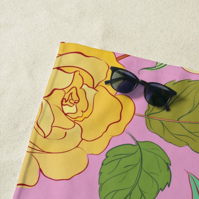 SERVIETTE DE PLAGE ROSE 6 (En situation)