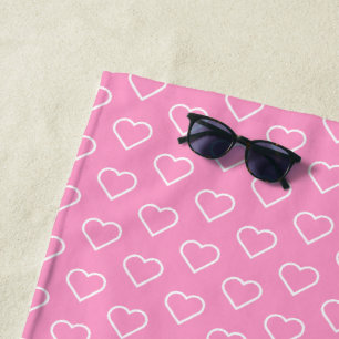 Serviette de plage rose avec Coeur - Choisissez de
