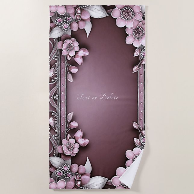 Serviette de plage rose Floral (Devant)