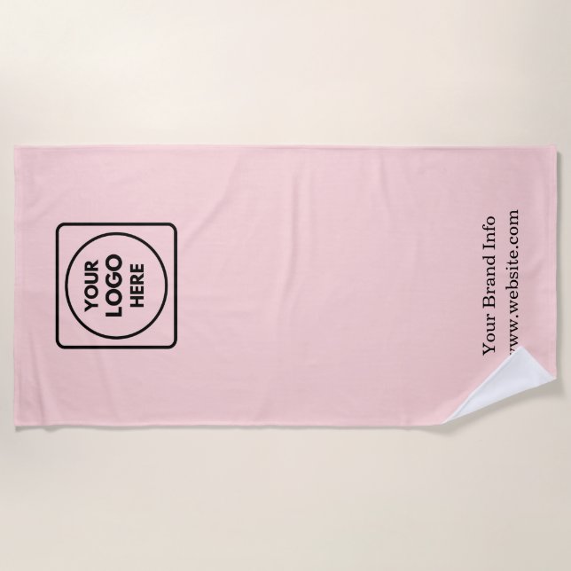 Serviette De Plage Rose flou moderne | Logo professionnel personnalis (Devant)