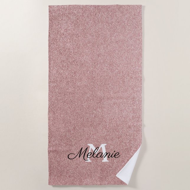 Serviette De Plage Rose Gold Parties scintillant Girly Sparkle Pink N (Devant)