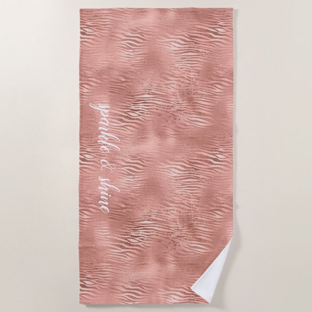 Serviette De Plage Rose Gold Zebra Print (Devant)