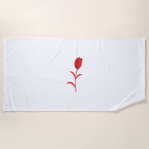 Serviette De Plage Rose Madder, Rouge lave, design floral