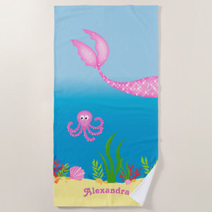 Serviette de plage rose Mermaid Tail