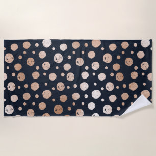 Serviette De Plage Rose-or et points noirs motif