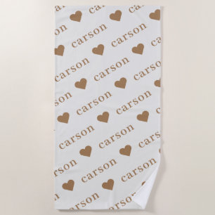 Serviette De Plage Rose Pâle Simple Nom Personnalisé Répétitif