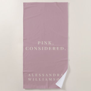 Serviette De Plage Rose Poussiéreuse Personnalisée Beige Minimaliste 