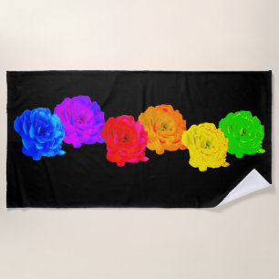 Serviette De Plage Roses arc-en-ciel