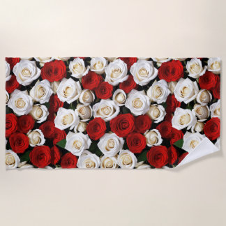 Serviette De Plage RosesRougesEtBlanches