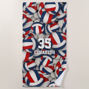 Serviette De Plage rouge blanc bleu sports interminables volleyballs