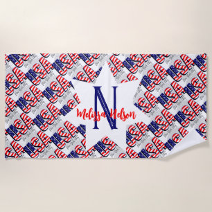 Serviette De Plage Rouge, blanc et gras : USA Starburst Edition