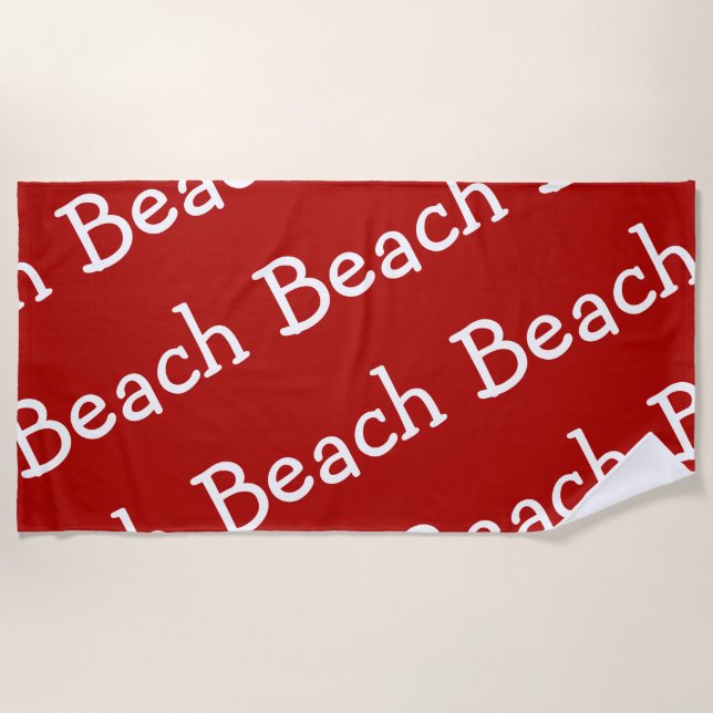 Serviette De Plage Rouge et blanc de motif de plage (Devant)
