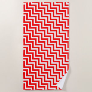 Serviette De Plage Rouge et blanc Taille moyenne Diagonal Trappes Che