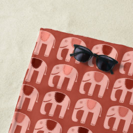 Serviette De Plage Rouge Motif rose éléphant