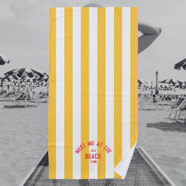 Serviette De Plage Rouge Rencontrez-Moi À La Plage Cabana Jaune Strip