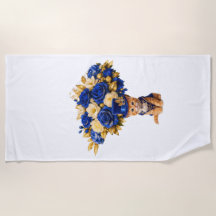 Serviette de plage Royal Blue Rose Kitten