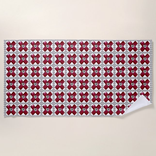 Serviette De Plage Ruby Diamond Art, Rouge (Devant)