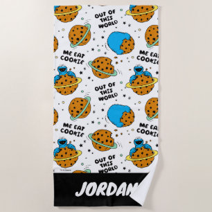 Serviette De Plage Rue Sésame Cookie Monster Ajouter Votre Nom