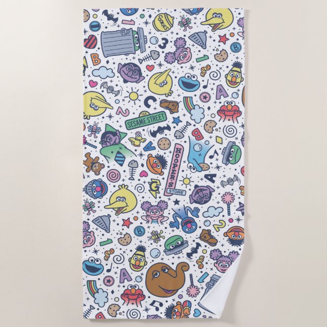 Serviette De Plage Rue Sésame | Sesame Pals DoodMotif (Devant)