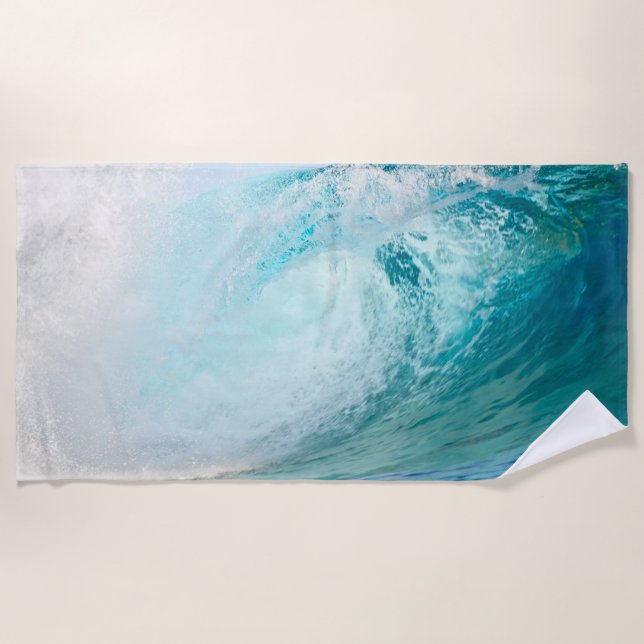 Serviette De Plage Rupture bleue fraîche de vague de l'océan (Devant)