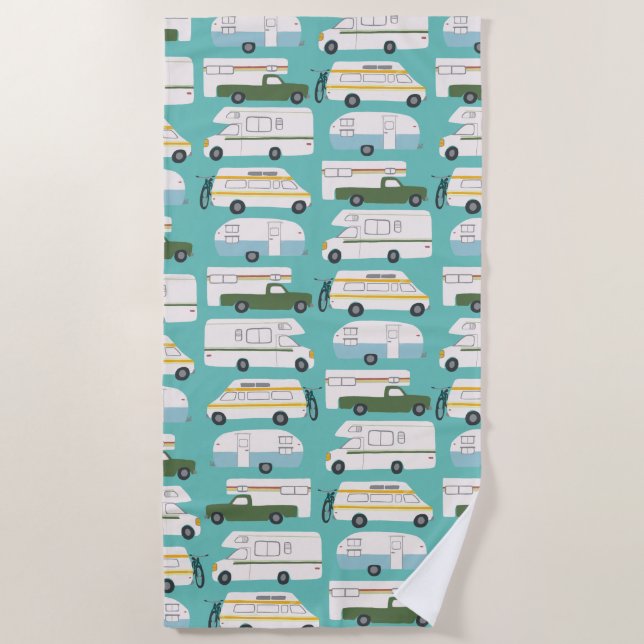 Serviette De Plage RV Campervan vanlife Motorhome Trailer PERSONNALIS (Devant)
