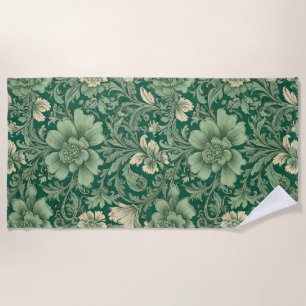 Serviette De Plage Sage Vert Vintage motif floral