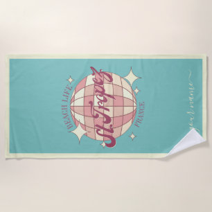 Serviette De Plage Saint st. Tropez rétro vintage bleu Plage