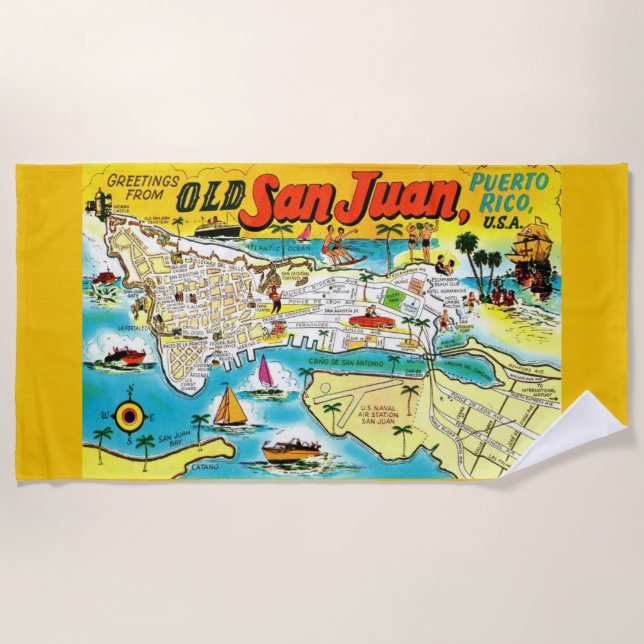 Serviette De Plage Salutations de San Juan Porto Rico (Devant)