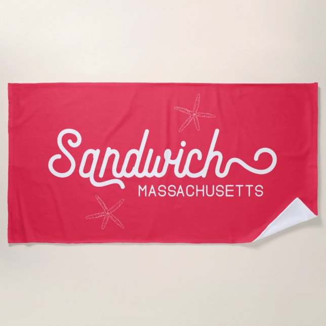 Serviette De Plage Sandwich Massachusetts Nautique (Devant)
