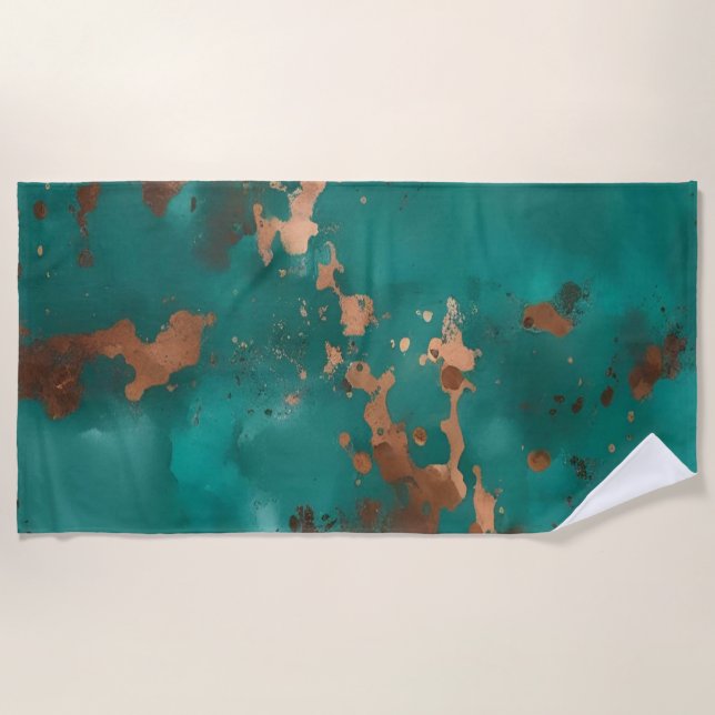 Serviette De Plage Sarcelle et bronze (Devant)