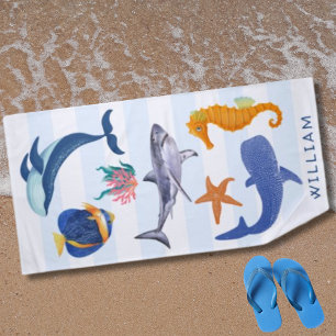 Serviette De Plage Sauvez nos mers Animaux marins en danger Enfants