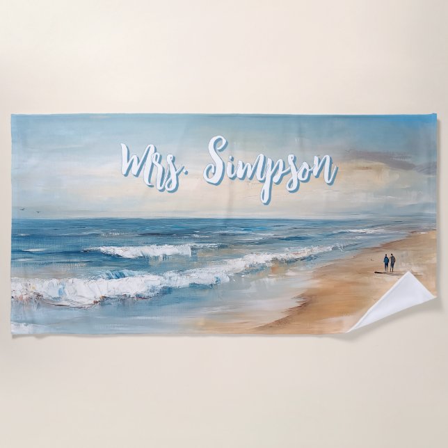 Serviette De Plage Scène de vacances Ocean Beach personnalisée (Devant)