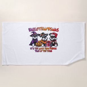 Serviette De Plage Schnauzer Halloween Thanksgiving Noël Classique