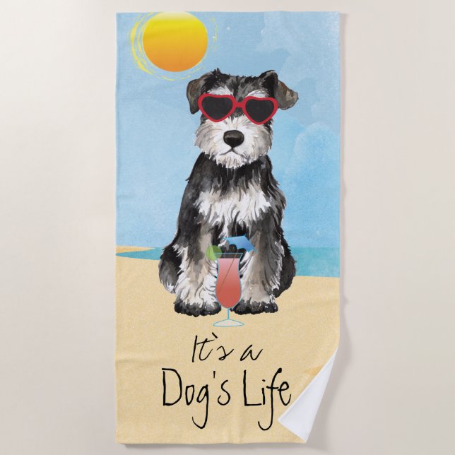 Serviette de plage Schnauzer miniature d'été (Devant)