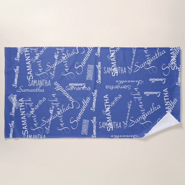 Serviette De Plage Script de nom personnalisé Monogramme personnalisé (Devant)