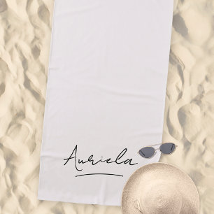 Serviette De Plage Script de signature moderne minimaliste de bachelo