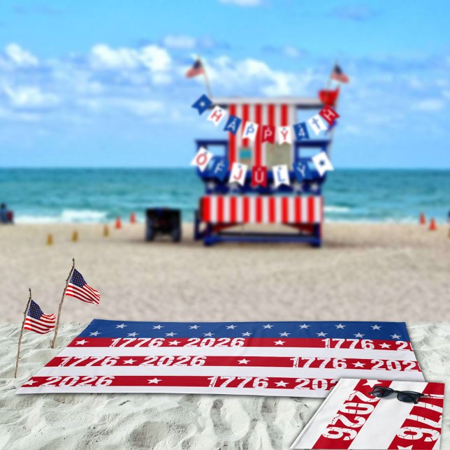 Serviette De Plage Semiquincentennial 4th Of July 1776 2026 Celebrate (Créateur téléchargé)