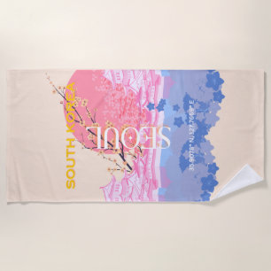 Serviette De Plage Séoul Corée du Sud Voyage Art, Pastel