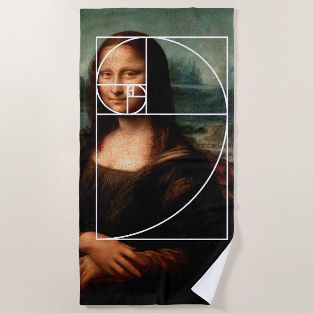Serviette De Plage Séquence Leonardo da Vinci Mona Lisa Fibonacci (Devant)