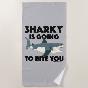 Serviette De Plage Sharky Va Vous Biter Design - Beach Towel