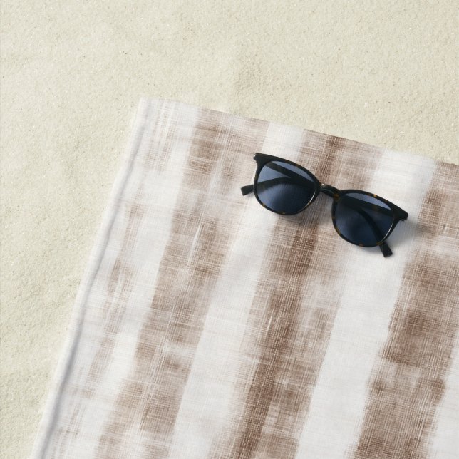 Serviette De Plage Sicily Rustic Brown Stripes  (En situation)