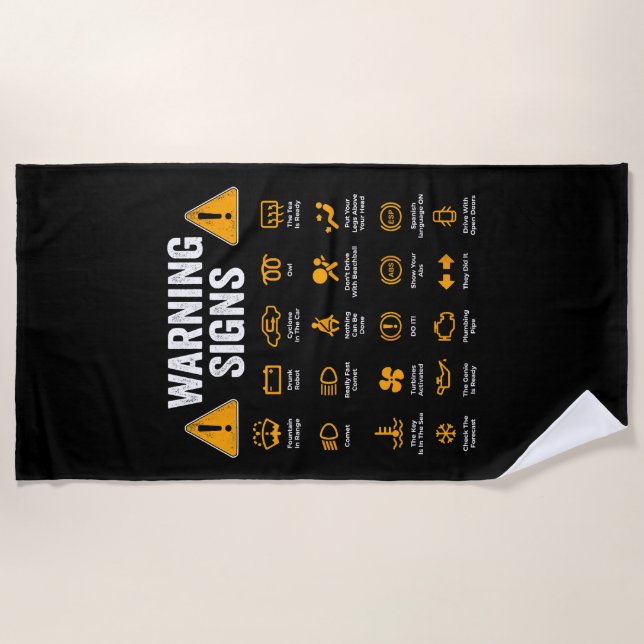 Serviette De Plage Signes d'avertissement de conduite amusant 101 Aut (Devant)