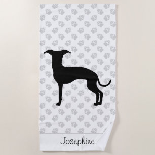 Serviette De Plage Silhouette et nom d'Iggy noir (ou de toute autre c