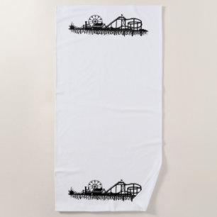 Serviette De Plage Silhouette Iconic Pier Californie Père Noël Monica