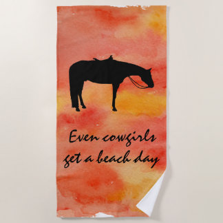 Serviette De Plage Silhouette occidentale noire de cheval sur