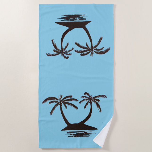 Serviette de plage - Silhouettes de l'île tropical (Devant)